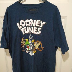 Men's Looney Tunes X-Large Blue T-Shirt Cartoon Bugs Bunny and More Man's Shirt